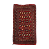 Traditional small vintage red wool persian rug handmade oriental area rug - 67x138cm