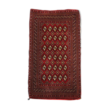 Traditional small vintage red wool persian rug handmade oriental area rug - 67x138cm