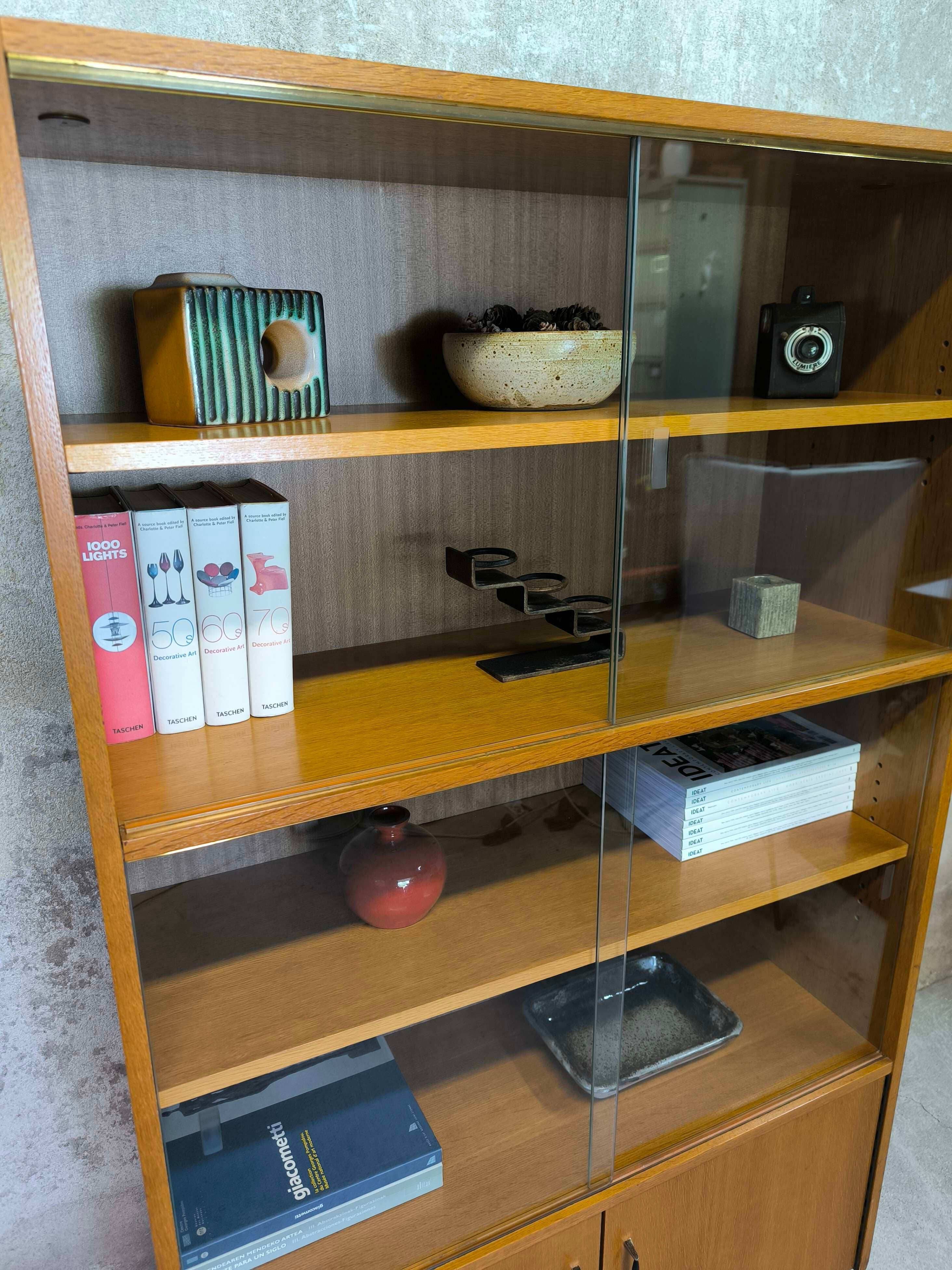 Vintage modernist display cabinet in wood