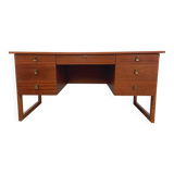 Double-sided executive desk sled legs vintage Scandinavian style in teak from the 60s