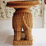 Side table or end of elephant sofa in wicker and rattan 70'
