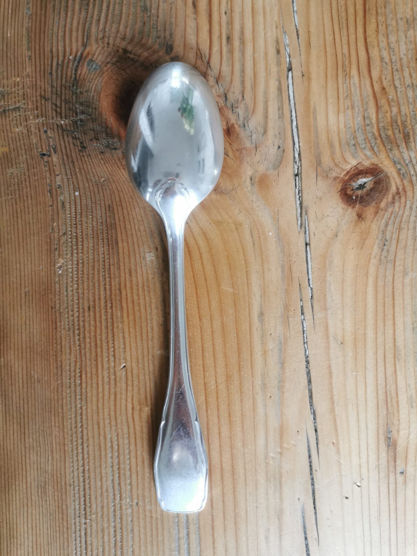 Set of 10 small silver metal spoons