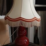 2 lampes pieds céramique rouge avec abas-jour pagode