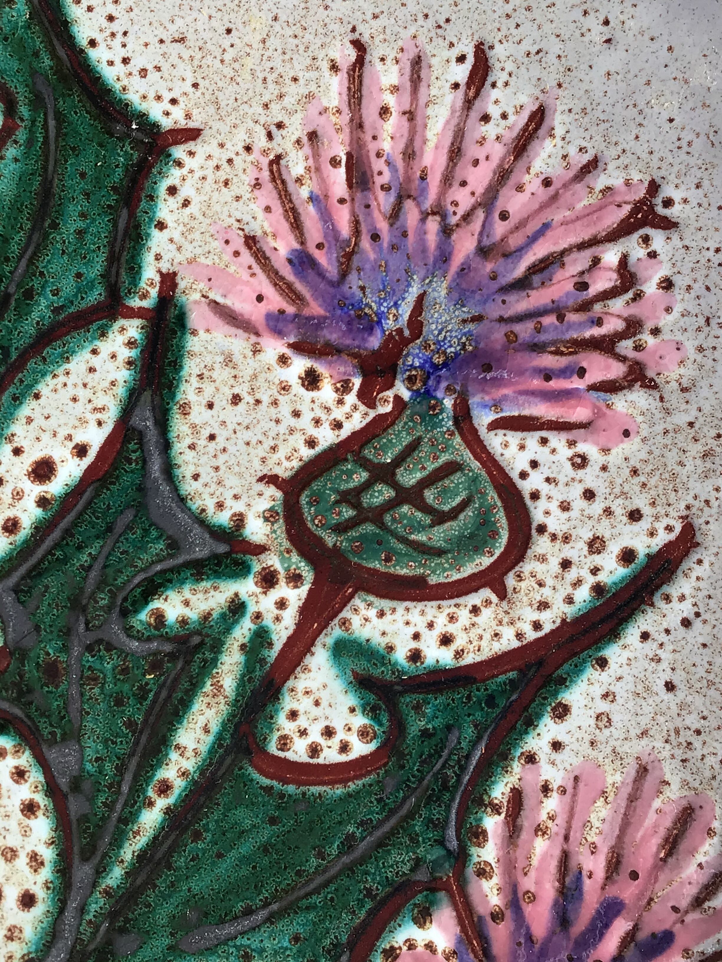 Dish Vallauris decoration thistles diameter 29.5cm