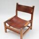 Paire de chauffeuses en orme et cuir par la Maison Regain, 1960s