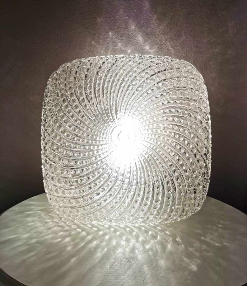 Square glass ceiling lamp, 1970