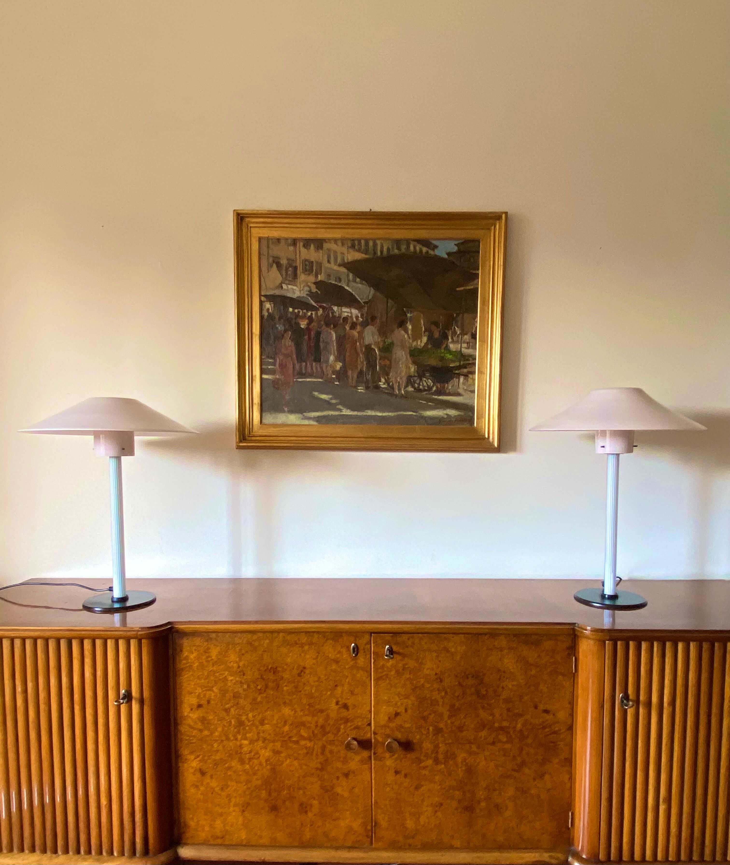 Cini Boeri, 2 Pink glass "Chiara" Table Lamp, Venini Murano, Italy, 1984