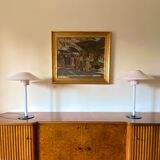 Cini Boeri, 2 Pink glass "Chiara" Table Lamp, Venini Murano, Italy, 1984