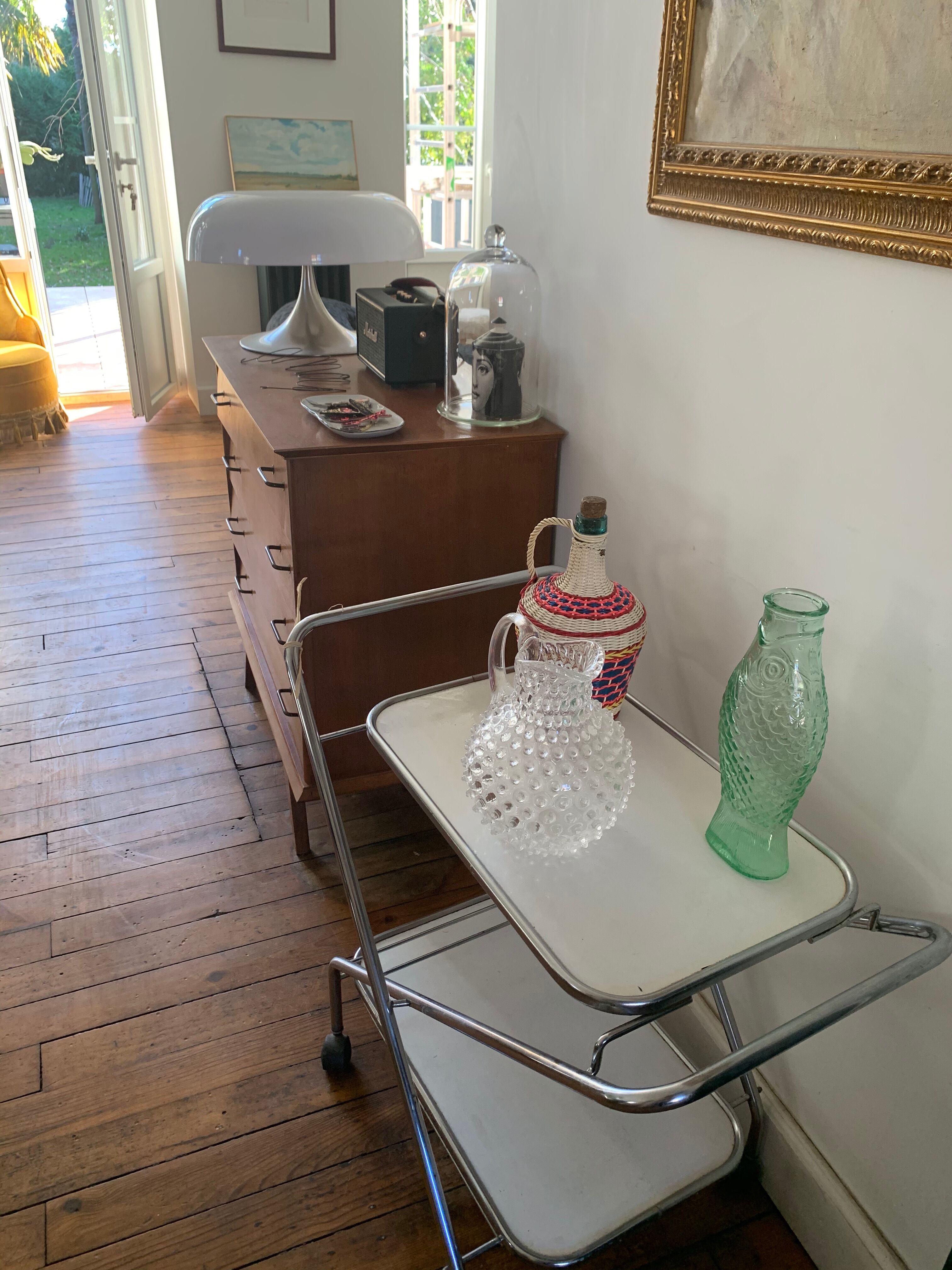 Desserte in silver metal from the 70s