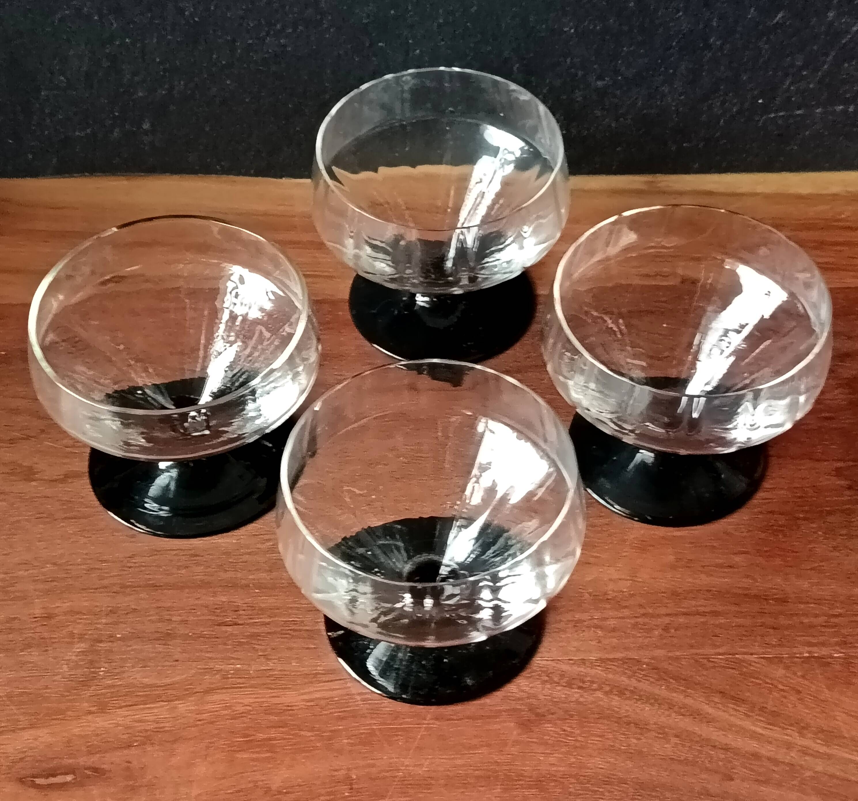 4 antique glass cups