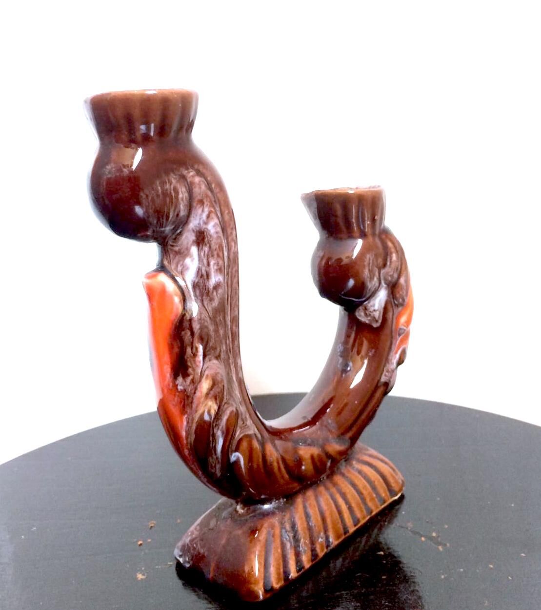 Signed ceramic Vallauris bougeoir