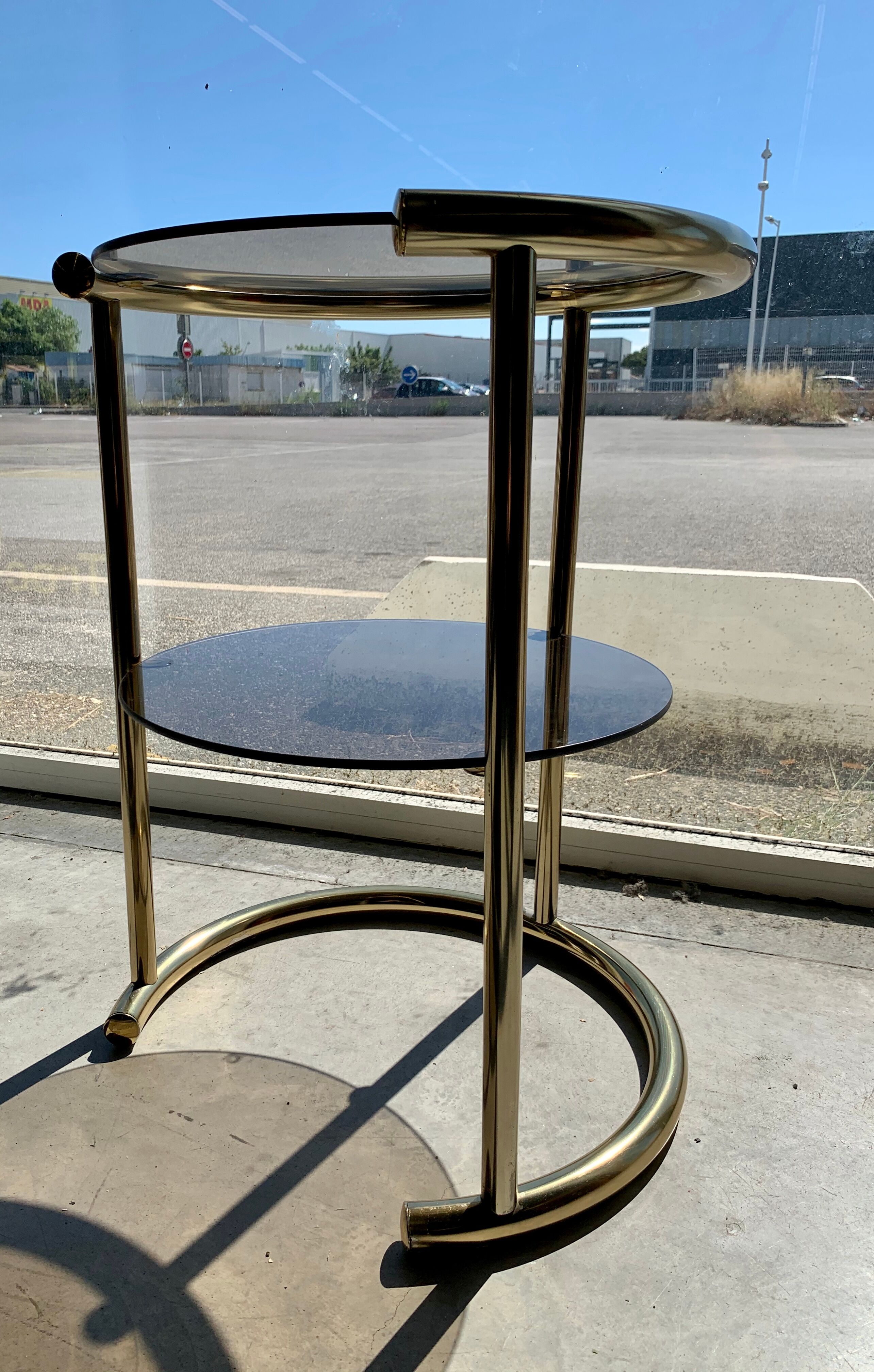 Glass and brass side table