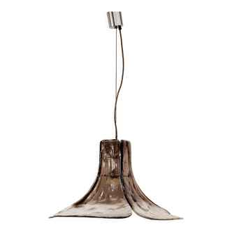 White/brown ice glass hanging lamp by J. T. Kalmar for Kalmar, 1960