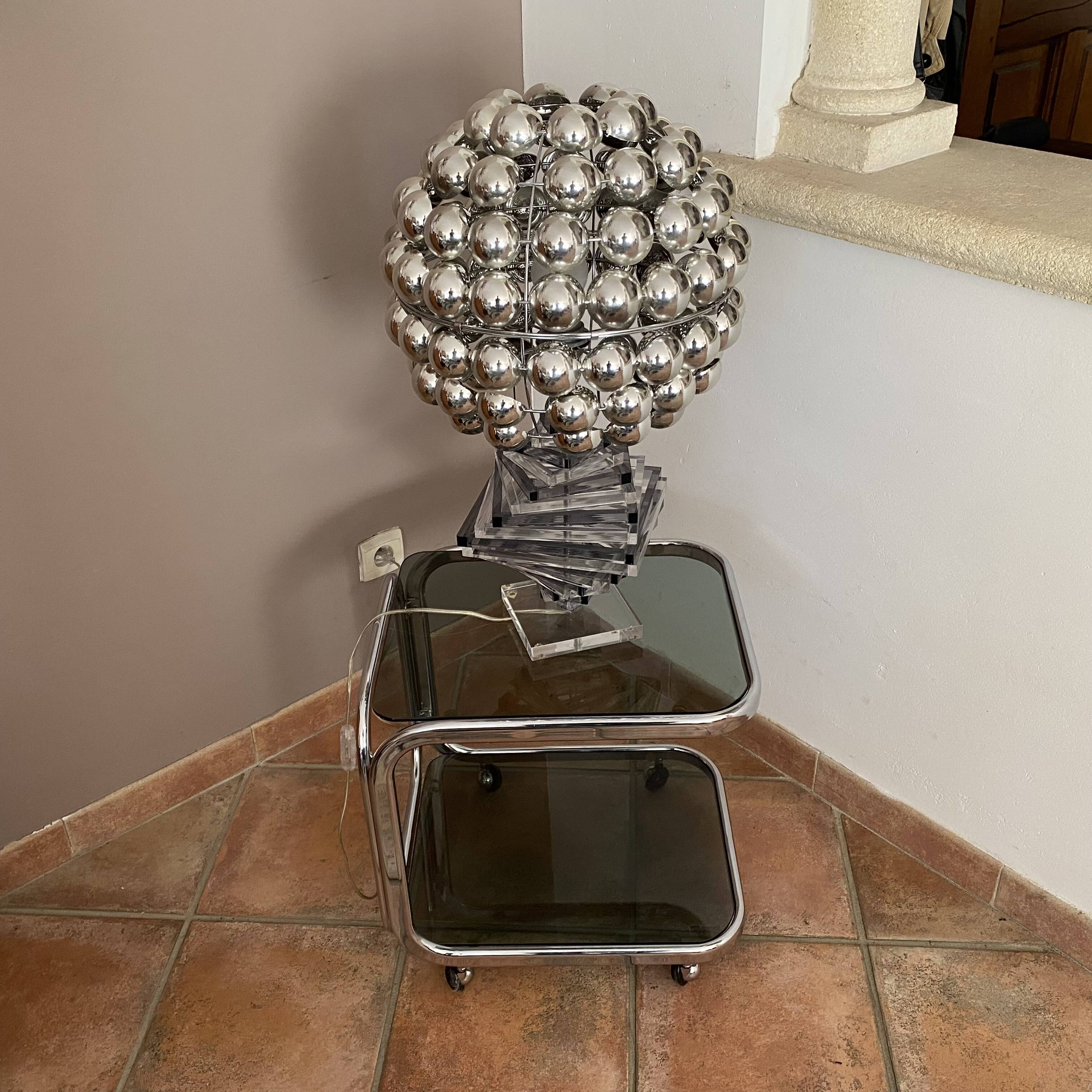 Coffee table or serving trolley on wheels. 1970. Space age.