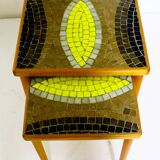 Set of 2 vintage nesting tables with mosaic top, 1970s