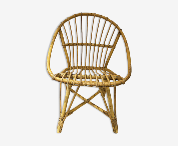 Fauteuil enfant rotin vintage, 1970