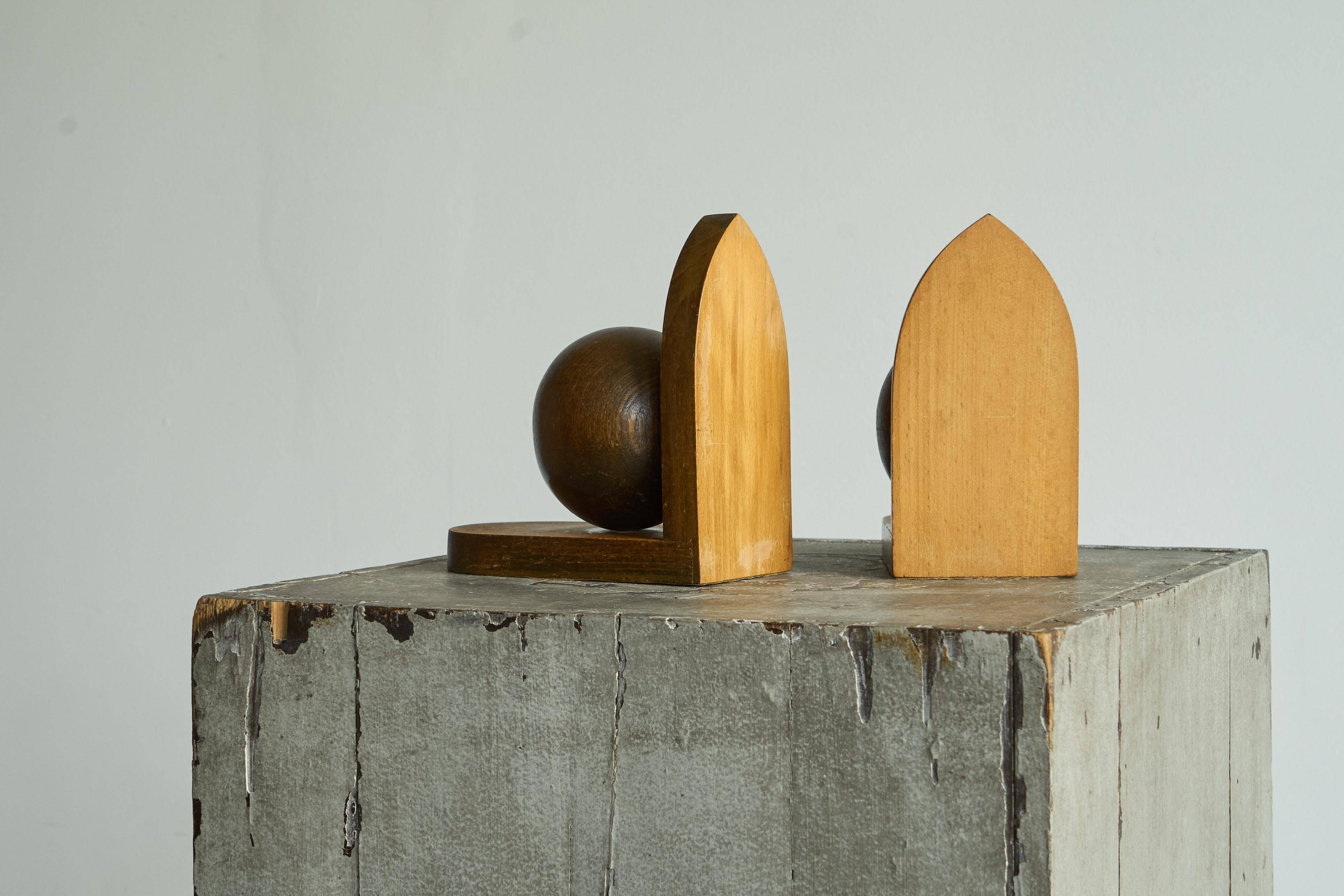 Art Deco wooden bookends from the 1930s.