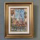 Mid-Century Modern Swedish "Balcony Garden" Vintage Oil Painting, Framed