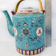 Chinese porcelain tea service with wicker basket