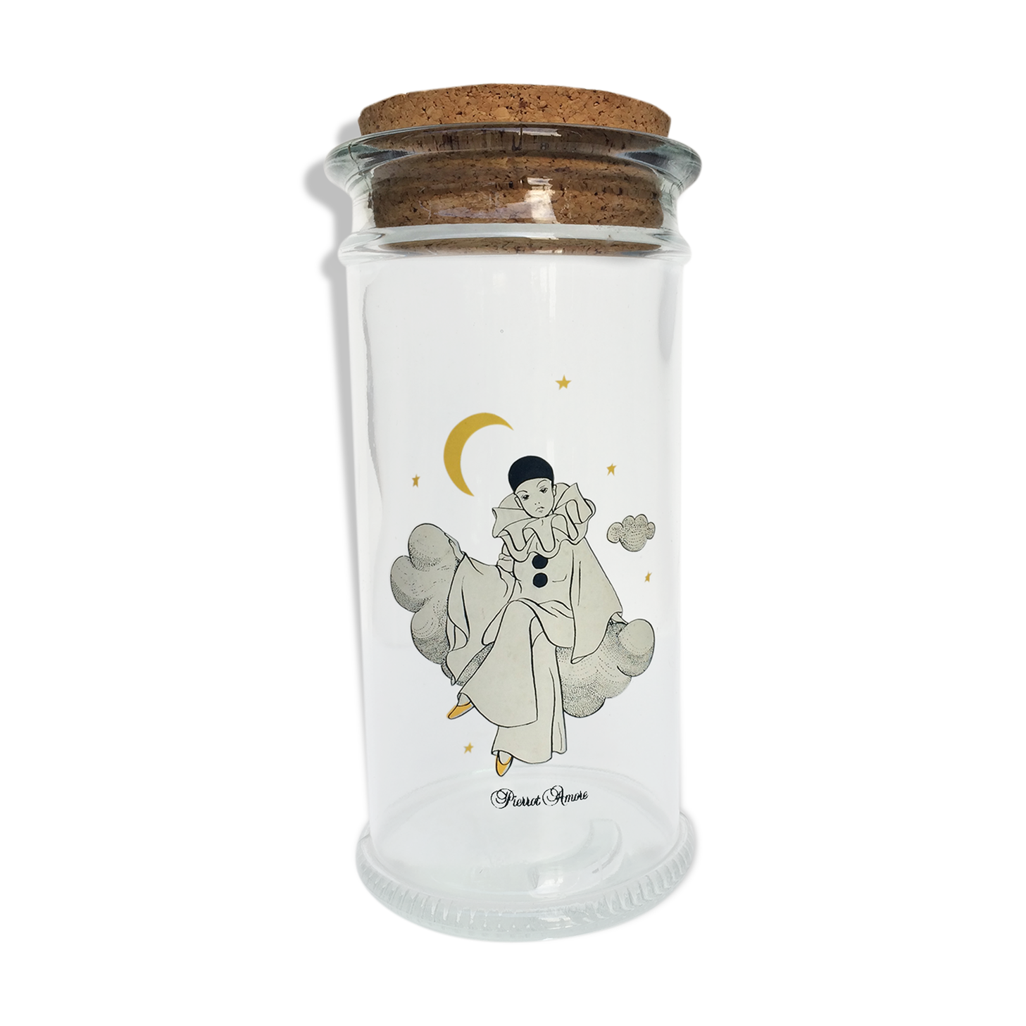 vintage pierrot glass jar