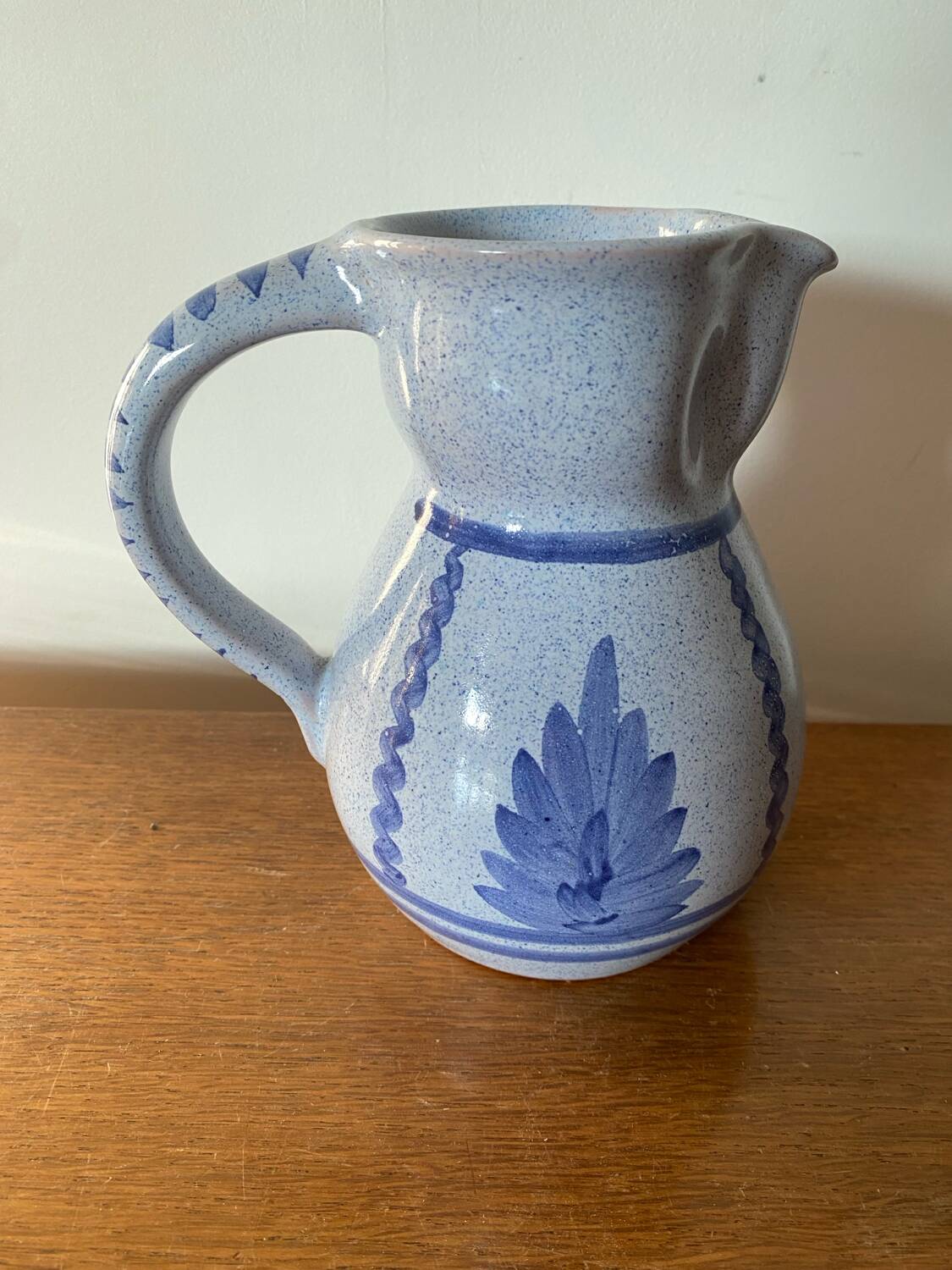 Antique blue glazed terracotta pitcher gaubert vintage kitchen