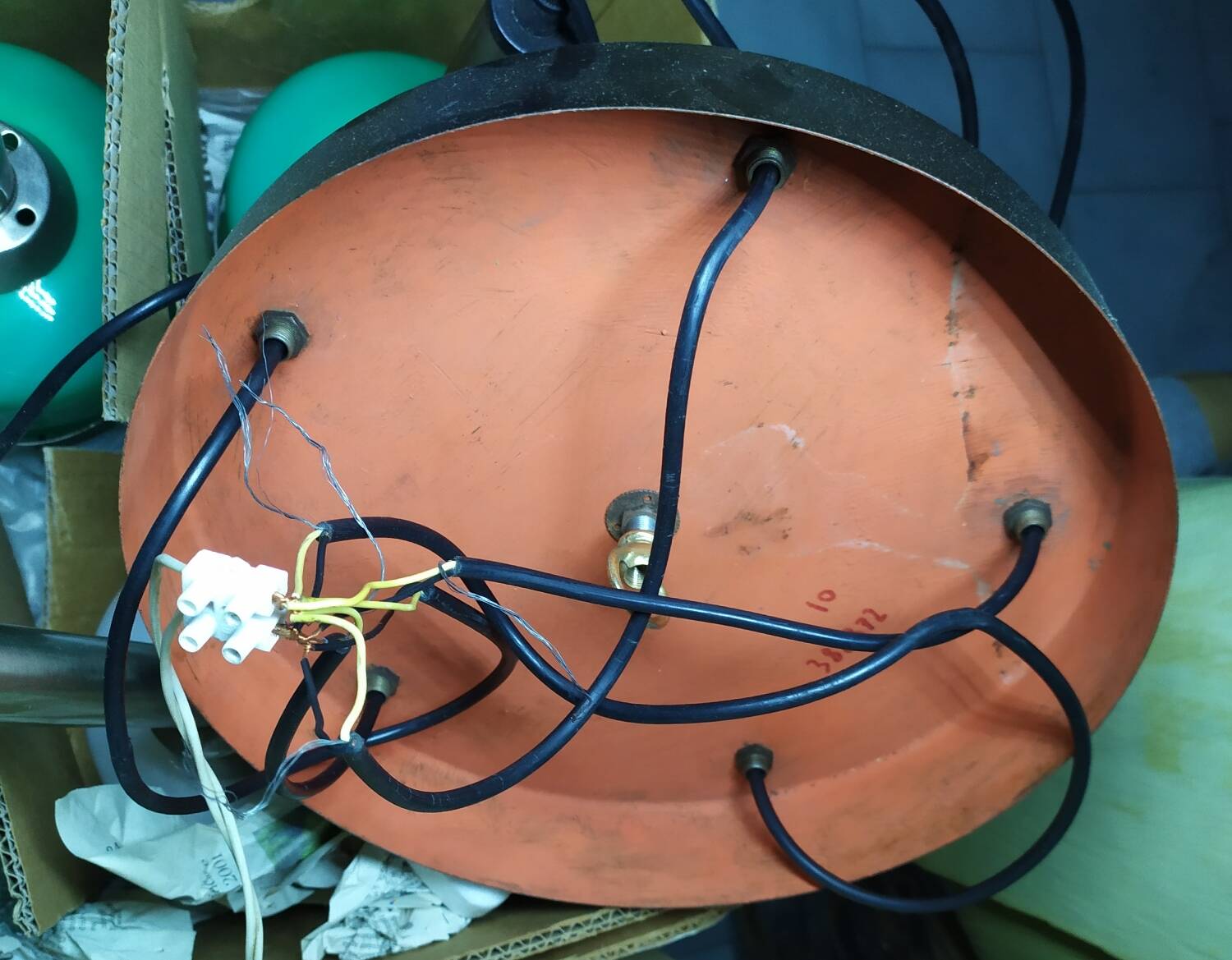 Suspension en verre de Murano vert et blanc de Vistosi Italie 1960