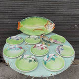 Vintage Vallauris ceramic dinnerware set. Fish design. 1960s