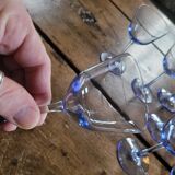 8 blue-tinted glass goblets – 1960s