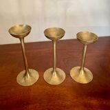 Suite de 3 bougeoirs en laiton vintage