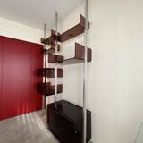 Modular bookcase in aluminum and smoked plexiglass