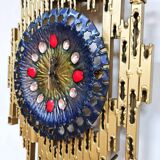 Midcentury Brutalist clock wall sculpture Franco Bastianelli studio Laurane