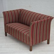 1960s, Danish 2-seater sofa, striped red/multicolor furniture wool.