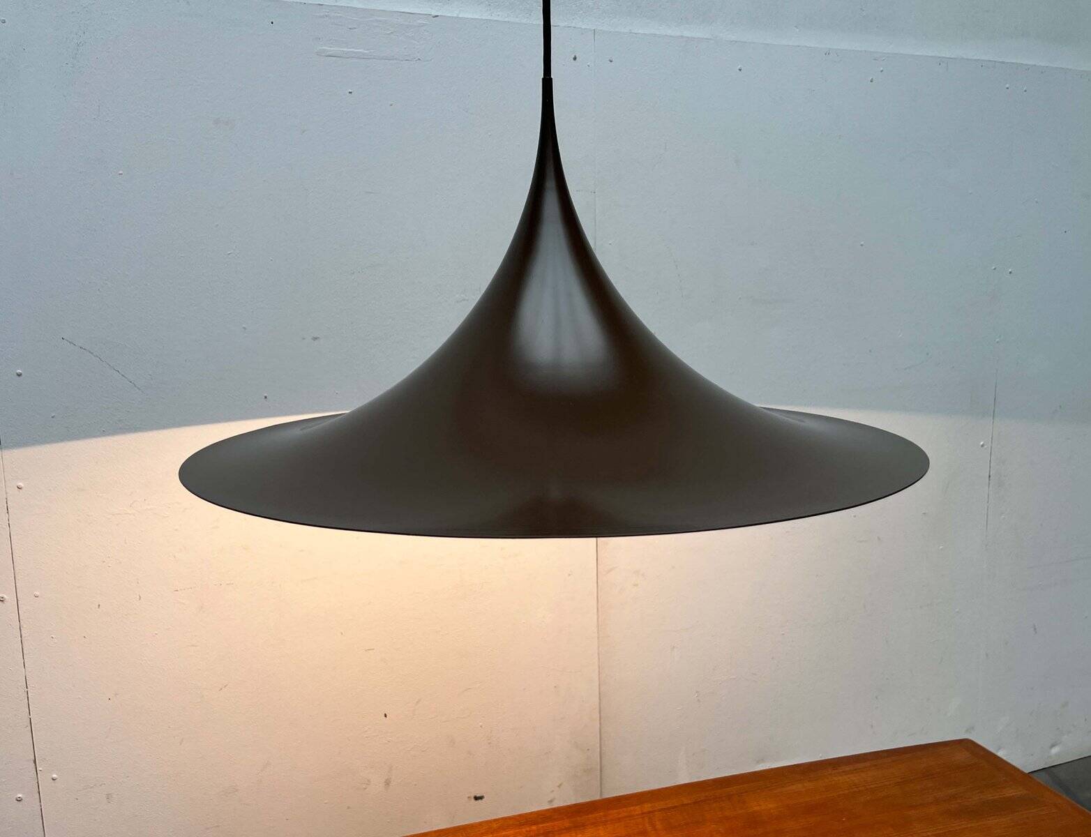 Mid-Century Modern Space Age Danish Brown Semi Pendant Lamp by Claus Bonderup and Torsten Thorup for Fog & Mørup, 1960s