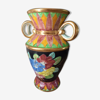 Enamelled ceramic vase from Monaco signed numbered vintage