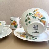 Vintage Pillivuyt Tea Set - 2 Cups, 2 Saucers & Milk Jug