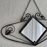 French Art Deco wrought iron mirror, 1930s