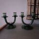 Pair of blown glass candlesticks