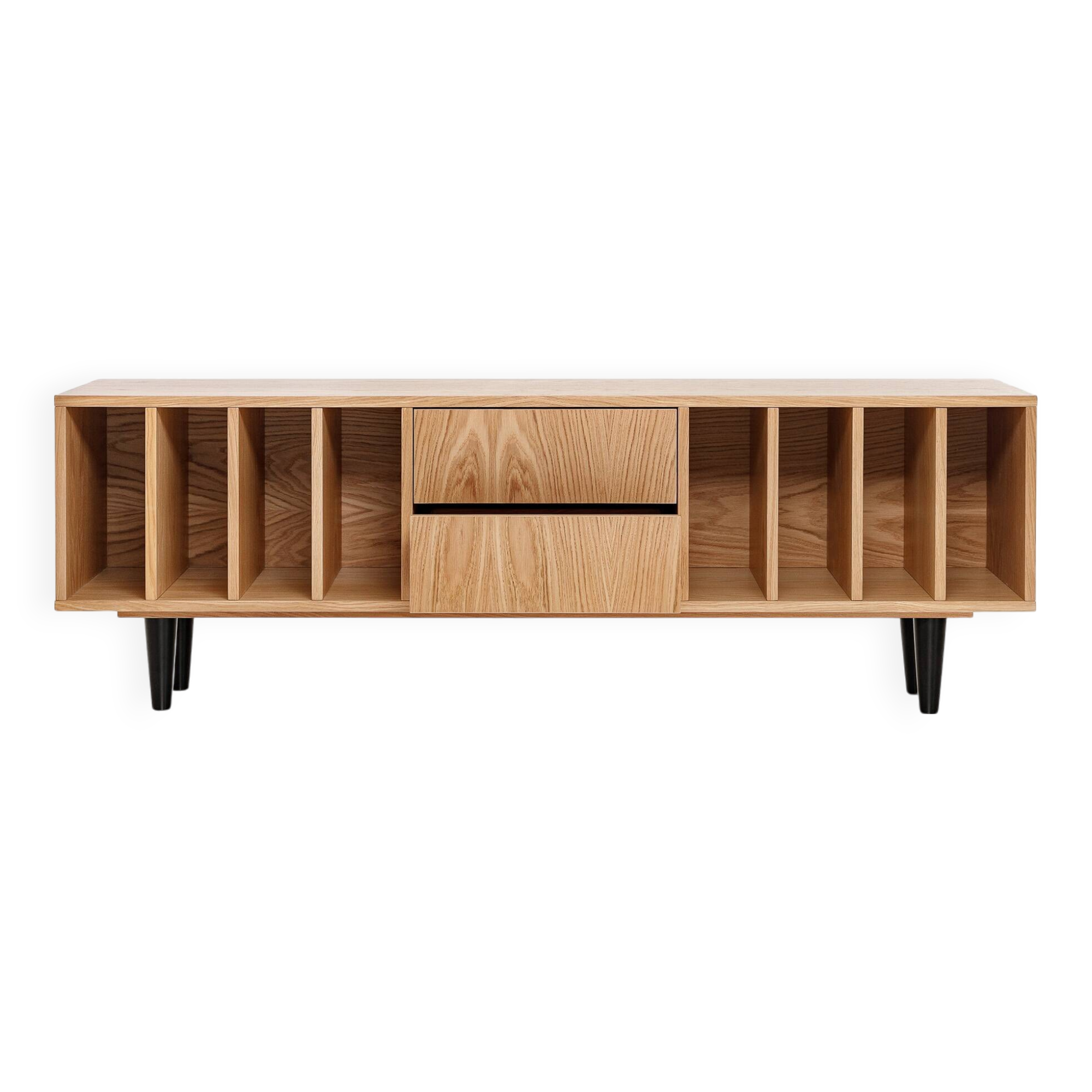 Vinyl Record Storage Cabinet Oak "Nolana"