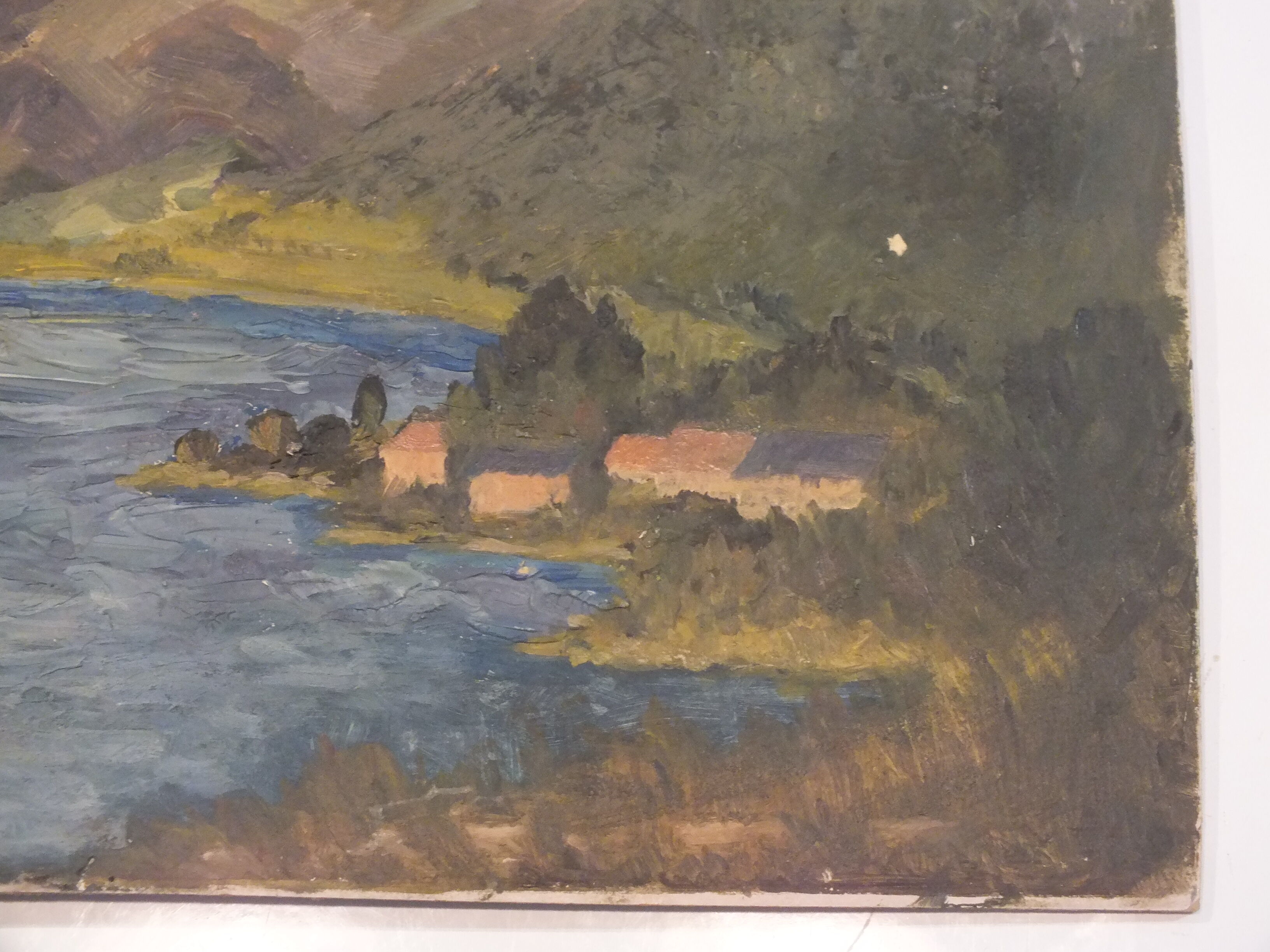 Oil on cardboard - Paysage de Montagne Duingt 1937 Lac d'Annecy