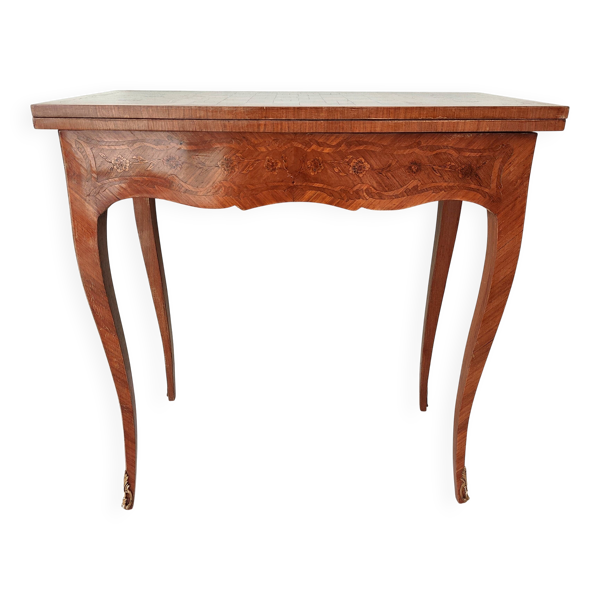 Table de jeux Louis XV en chêne marquetée