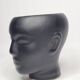 Anthropomorphic pot cover in matt black glazed ceramic, 80s