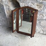 Art-deco wall triptych mirror - marquetry - early 20th century