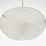 Mid-century Textured Glass and Nickel Kalmar Discus Chandelier, Austria, 1950s
