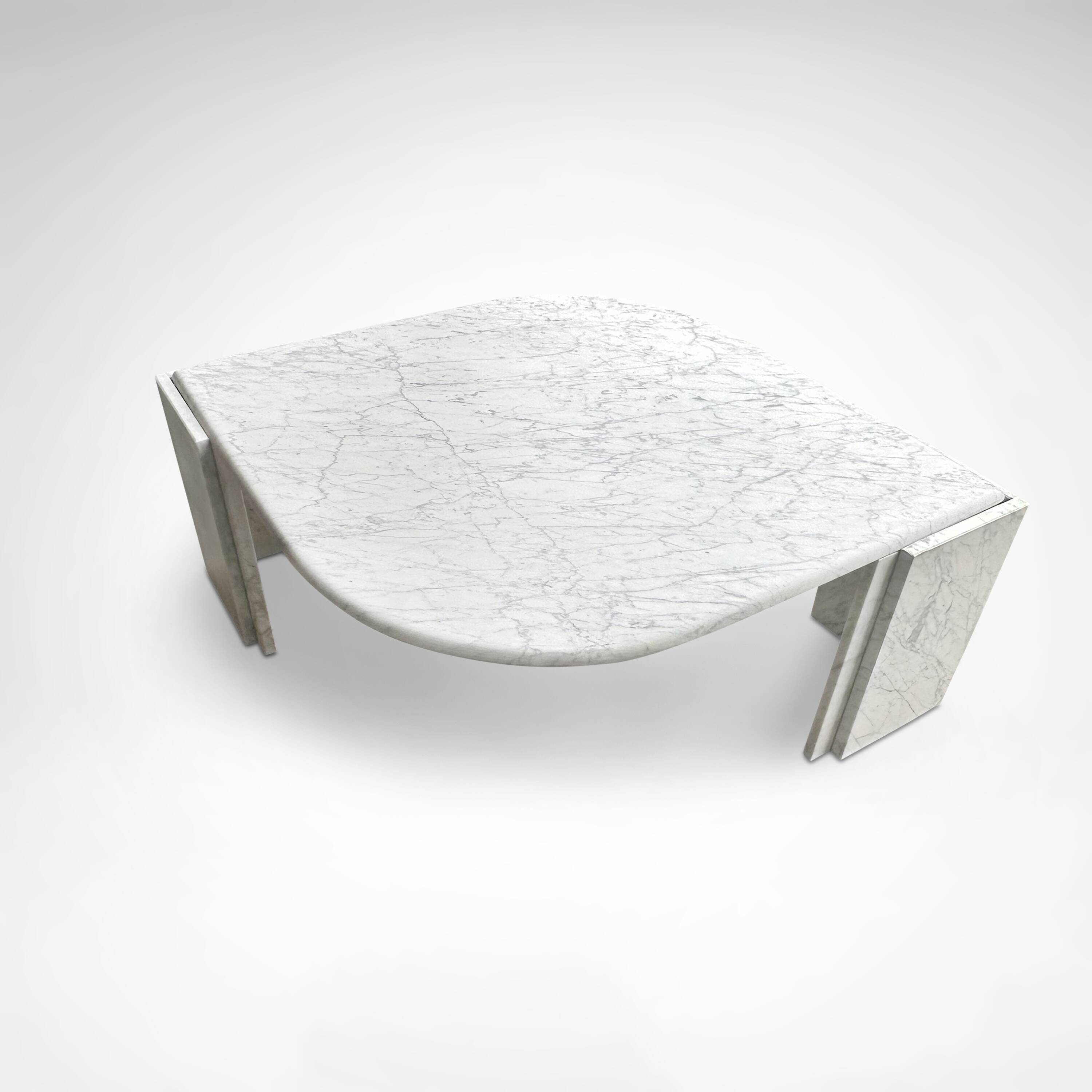 Carrara marble teardrop coffee table Germany 1980s