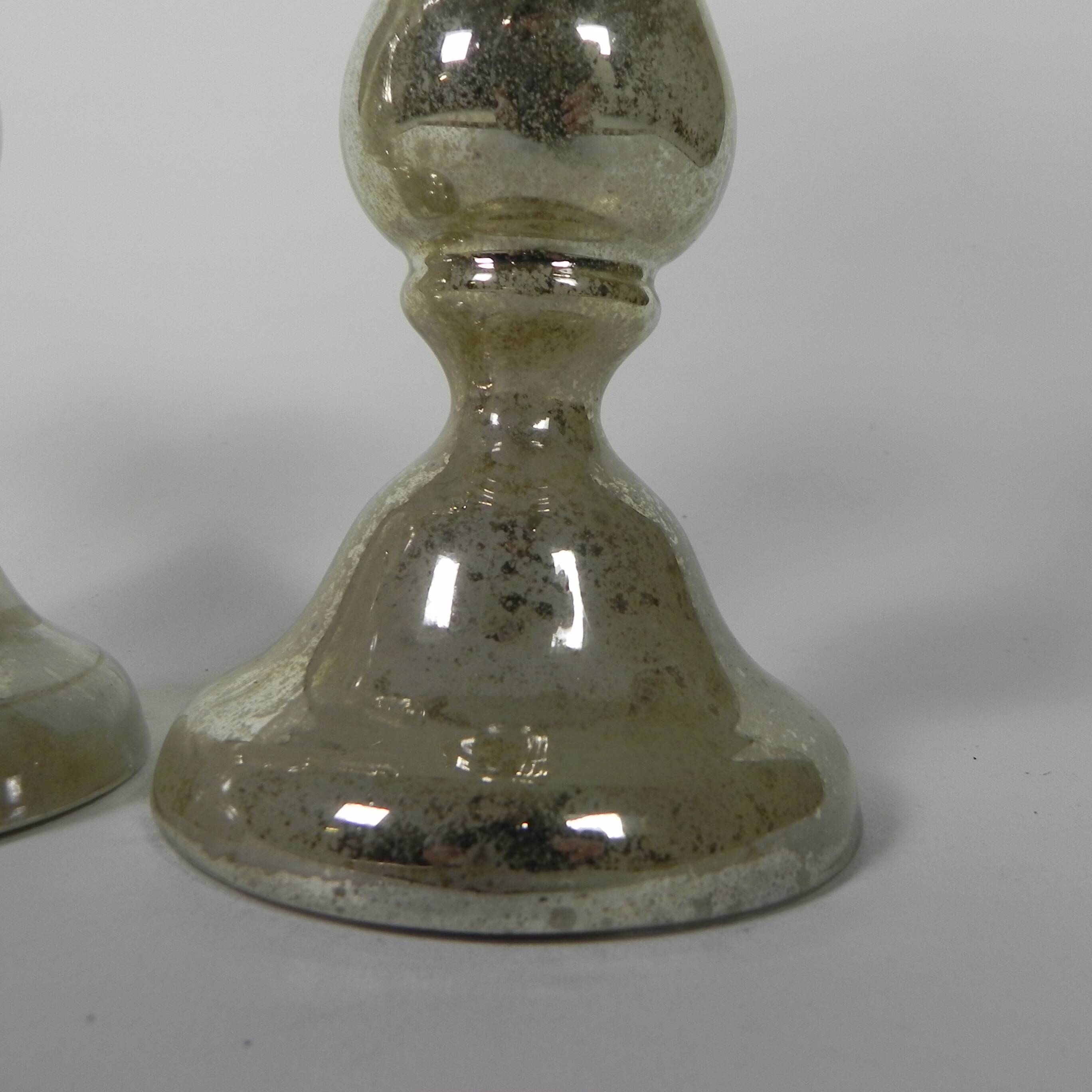 Set of 2 mercury candlesticks, circa 1900 (poor man's silver)