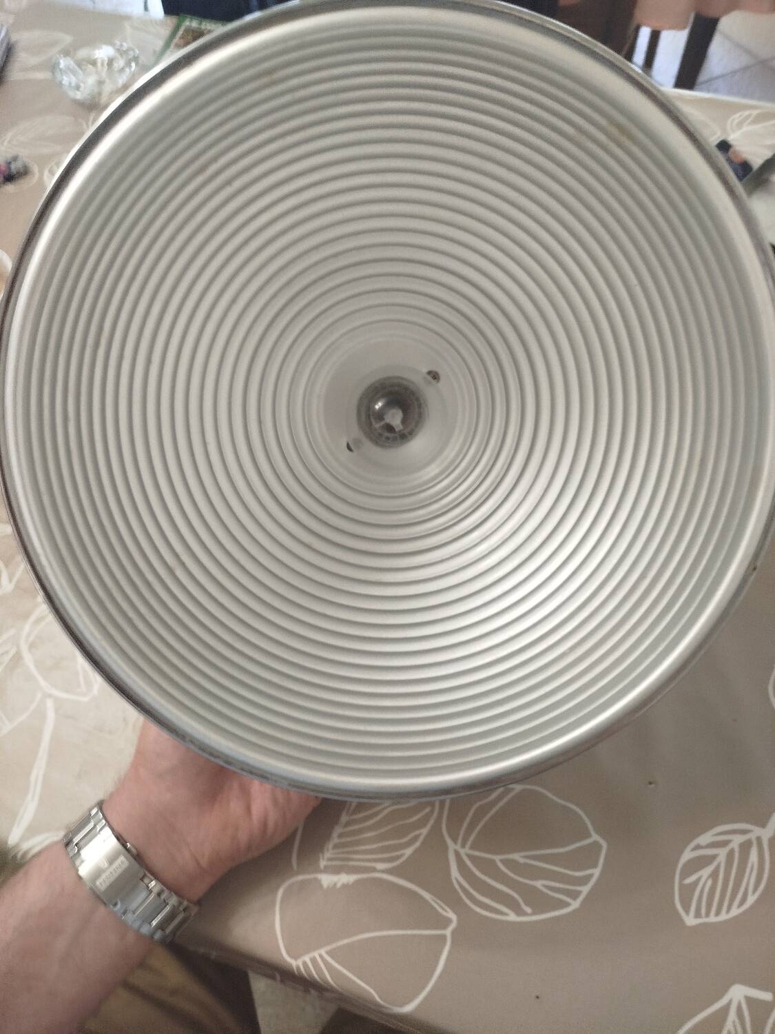 Vintage chrome metal pendant – 1970s design