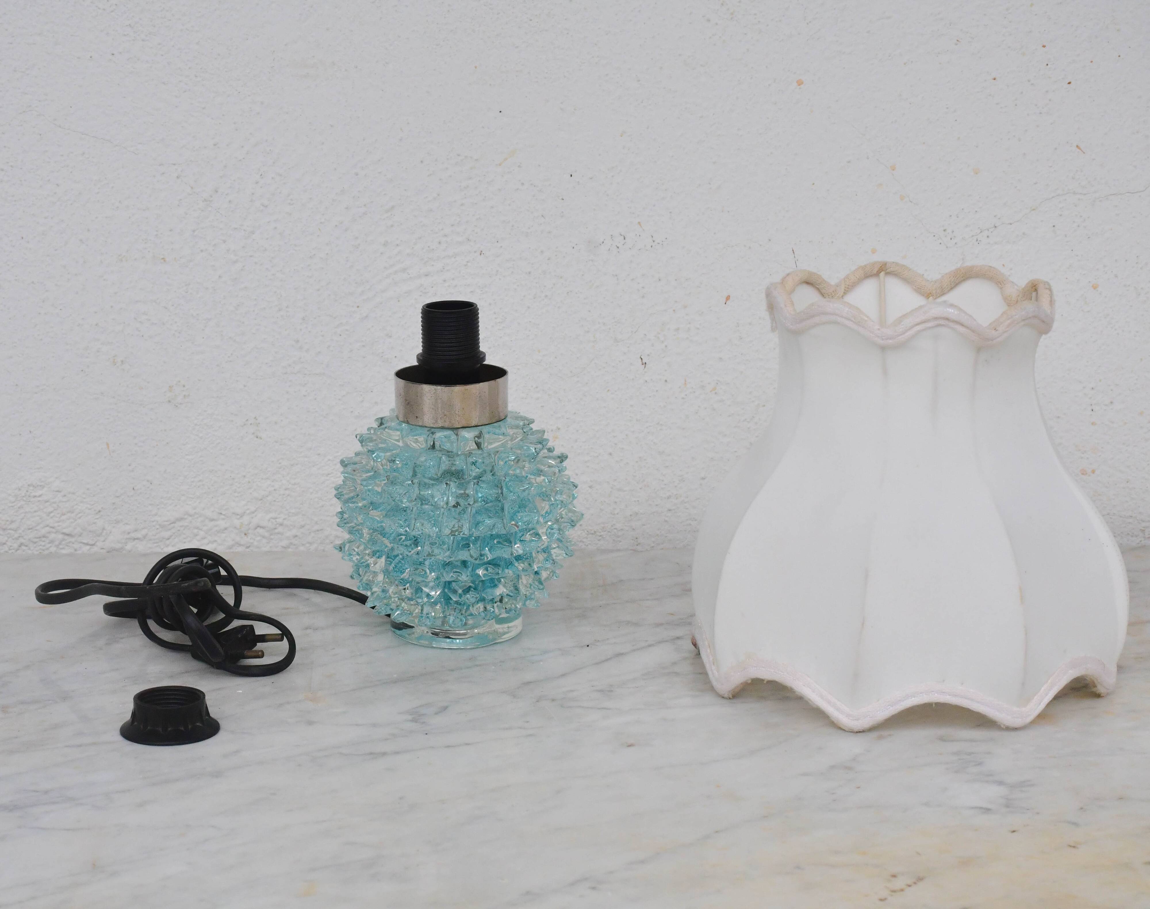 Rare blue table lamp in rostrato Murano glass vase for Barovier & Toso, 1950s