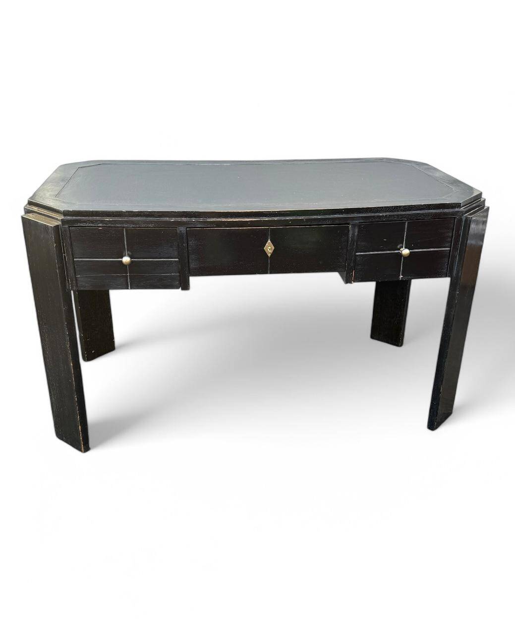 Bureau Art Déco en Chêne Teinté. 133/74 cm.