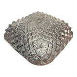 Plafonnier année 1970 en verre strié ciselé