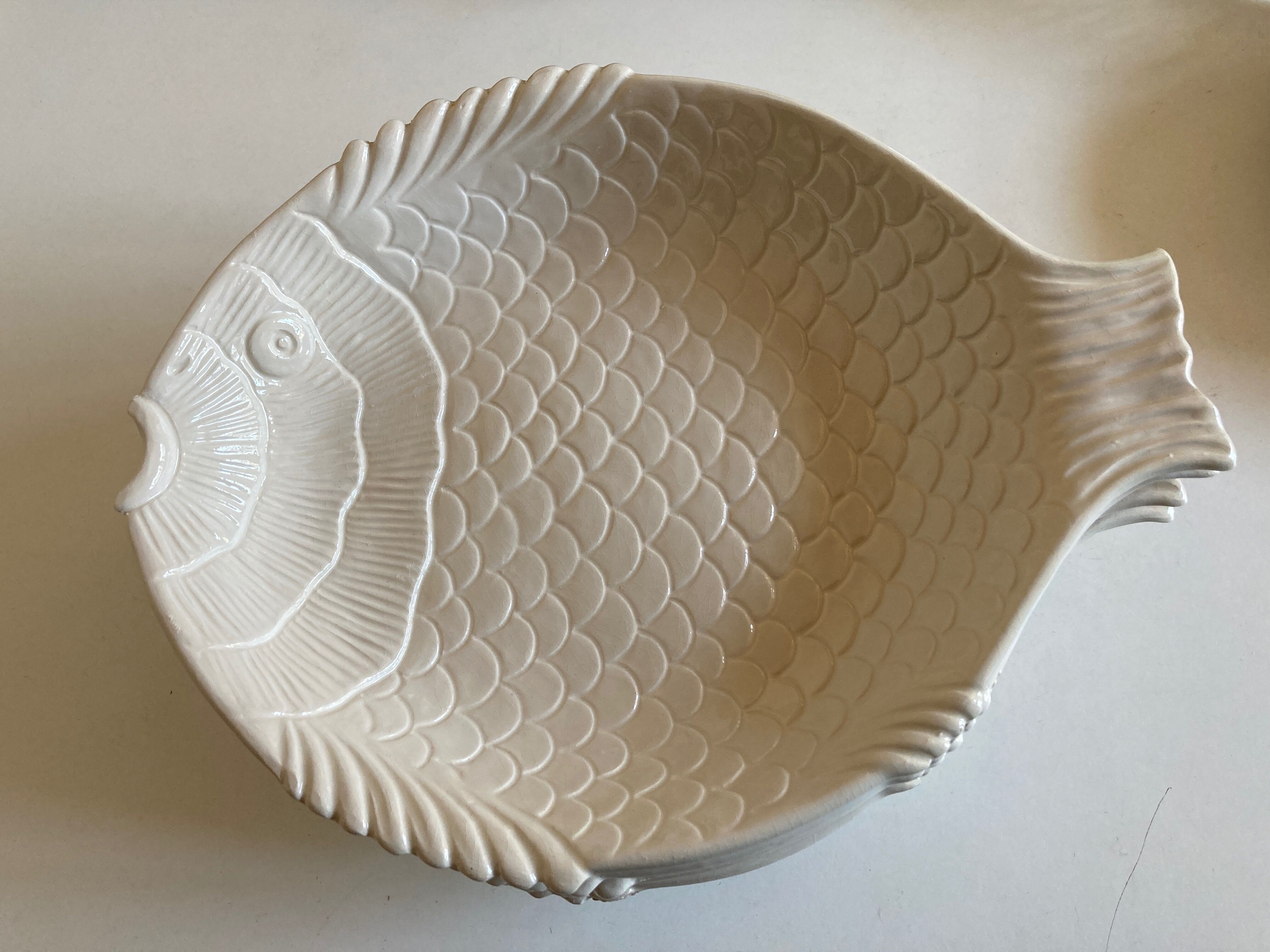 Set de 5 assiettes creuses calotte poisson 1970 faience Italie